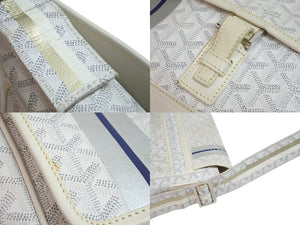 GOYARD ゴヤール ショルダーバッグ 斜め掛け グランブルーMM PVCコーティングキャンバス ホワイト シルバー金具 良品 中古 54009