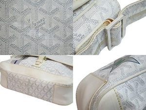 GOYARD ゴヤール ショルダーバッグ 斜め掛け グランブルーMM PVCコーティングキャンバス ホワイト シルバー金具 良品 中古 54009