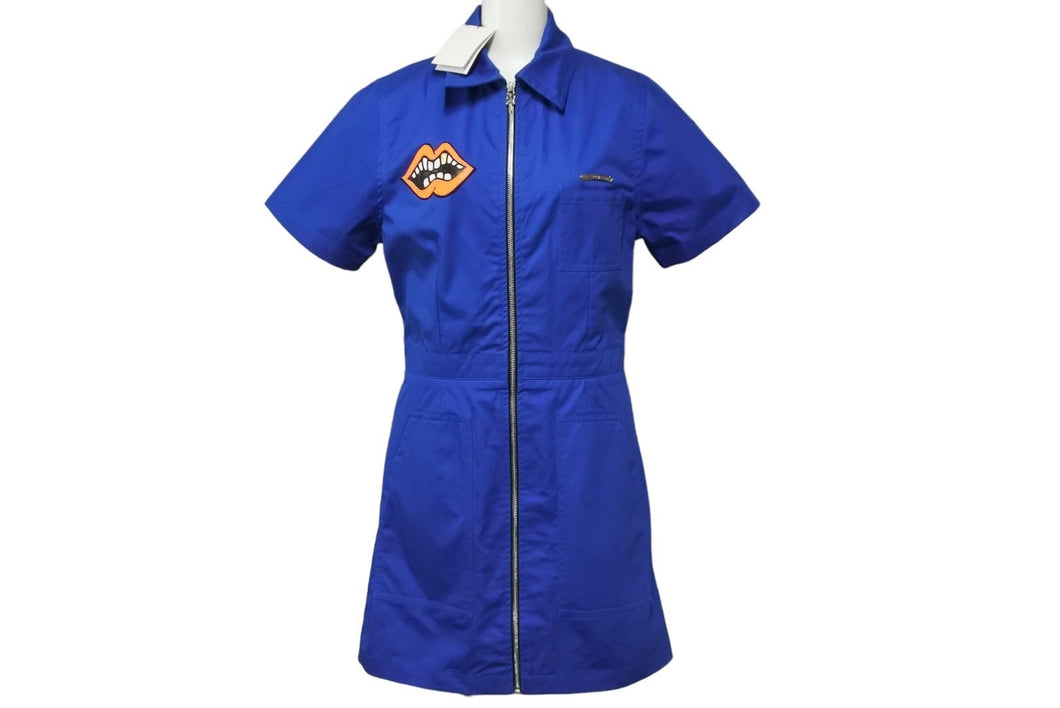 極美品 CHROME HEARTS クロムハーツ マッティボーイ ワンピース ブルー 半袖 パッチ シルバー925 サイズM 中古 54014