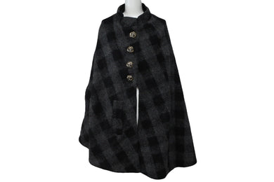 極美品 CHROME HEARTS クロムハーツ ヴィンテージ ポンチョ コート ジャケット ブラック BSフレア ボタン ロゴ サイズS 中古 54015