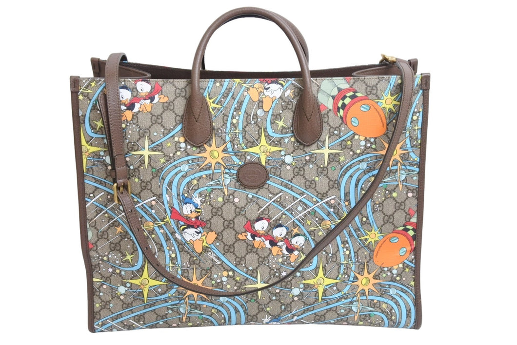 GUCCI グッチ DISNEY ディズニー 2WAYトートバッグ 650037498879 GGスプリームキャンバス ベージュ マルチカラー 美品 中古 54022