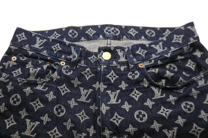 LOUIS VUITTON ルイ・ヴィトン 18AW モノグラム デニムパンツ ネイビー キムジョーンズ ロゴ HFD11WGUO 30 美品 中古 54031
