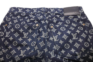 LOUIS VUITTON ルイ・ヴィトン 18AW モノグラム デニムパンツ ネイビー キムジョーンズ ロゴ HFD11WGUO 30 美品 中古 54031