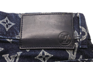 LOUIS VUITTON ルイ・ヴィトン 18AW モノグラム デニムパンツ ネイビー キムジョーンズ ロゴ HFD11WGUO 30 美品 中古 54031