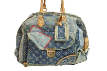 Load image into Gallery viewer, LOUISVUITTON ルイヴィトン ボウリィ トートバッグ パッチワーク M95376 CE1037 モノグラムデニム レザー ブルー 美品 中古 54046