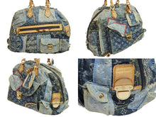 Load image into Gallery viewer, LOUISVUITTON ルイヴィトン ボウリィ トートバッグ パッチワーク M95376 CE1037 モノグラムデニム レザー ブルー 美品 中古 54046