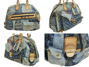 LOUISVUITTON ルイヴィトン ボウリィ トートバッグ パッチワーク M95376 CE1037 モノグラムデニム レザー ブルー 美品 中古 54046