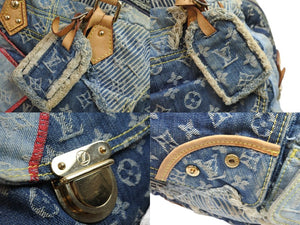 LOUISVUITTON ルイヴィトン ボウリィ トートバッグ パッチワーク M95376 CE1037 モノグラムデニム レザー ブルー 美品 中古 54046