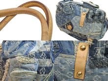Load image into Gallery viewer, LOUISVUITTON ルイヴィトン ボウリィ トートバッグ パッチワーク M95376 CE1037 モノグラムデニム レザー ブルー 美品 中古 54046