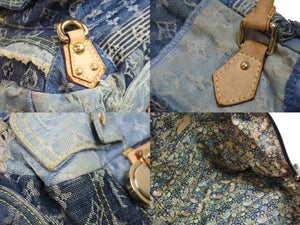 LOUISVUITTON ルイヴィトン ボウリィ トートバッグ パッチワーク M95376 CE1037 モノグラムデニム レザー ブルー 美品 中古 54046