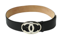 Load image into Gallery viewer, 希少サイズ CHANEL シャネル ココマーク ベルト 90/36 レザー ブラック シルバー金具 06A刻印 サイズ90/36 美品 中古 54058