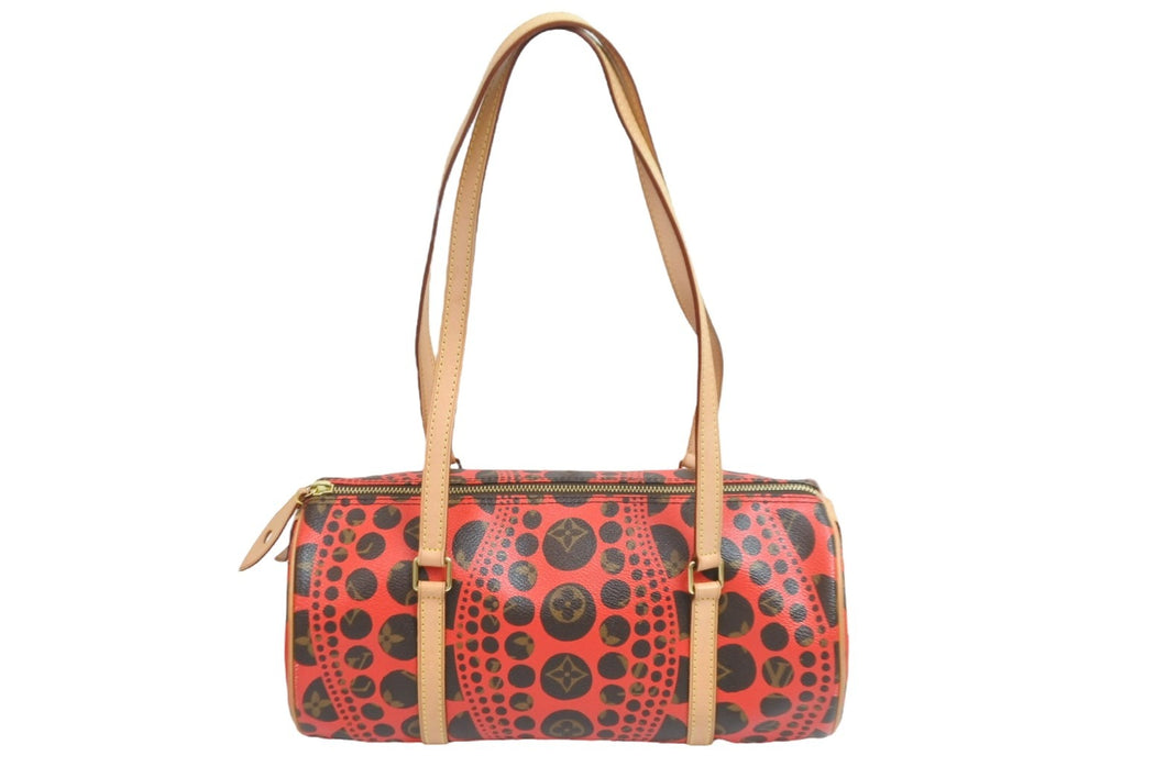 極美品 ルイ ヴィトン LOUIS VUITTON モノグラム パンプキンドット パピヨン ショルダー バッグ 赤 草間彌生 M40689 中古 54061