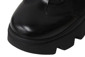 極美品 PRADA プラダ スニーカー 厚底スニーカー ナイロン レザー ブラック 2EE353 サイズ5 1/2 中古 54068