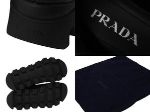 極美品 PRADA プラダ スニーカー 厚底スニーカー ナイロン レザー ブラック 2EE353 サイズ5 1/2 中古 54068