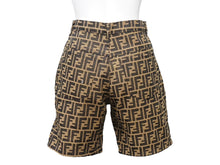 画像をギャラリービューアに読み込む, FENDI フェンディ ショートパンツ ズッカ柄 ブラウン F809/64 ポリエステルコットン レジンモダール サイズ38 美品 中古 54070 