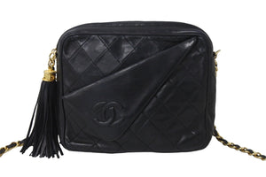 CHANEL シャネル マトラッセ タッセル チェーンショルダーバッグ フリンジ付き 0番台 ラムスキン ブラック 美品 中古 54084