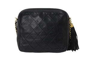 CHANEL シャネル マトラッセ タッセル チェーンショルダーバッグ フリンジ付き 0番台 ラムスキン ブラック 美品 中古 54084