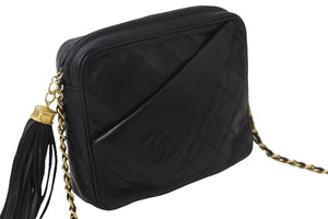 CHANEL シャネル マトラッセ タッセル チェーンショルダーバッグ フリンジ付き 0番台 ラムスキン ブラック 美品 中古 54084
