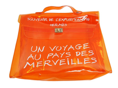 HERMES エルメス ハンドバッグ ビニールケリー クリアオレンジ ゴールド金具 ターンロック 1998年製 美品 中古 54109