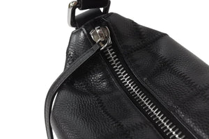 CHANEL シャネル ハンドバッグ キャビアスキン チョコバー 8番台 2003年 ブラック シルバー金具 美品 中古 54123