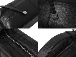 CHANEL シャネル ハンドバッグ キャビアスキン チョコバー 8番台 2003年 ブラック シルバー金具 美品 中古 54123