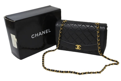 CHANEL シャネル ダイアナマトラッセ25 ショルダーバッグ 2番台 ラムスキン ブラック ゴールド金具 美品 中古 54125