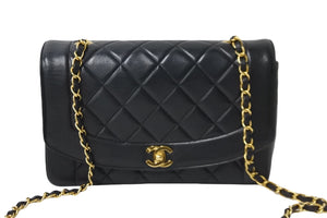 CHANEL シャネル ダイアナマトラッセ25 ショルダーバッグ 2番台 ラムスキン ブラック ゴールド金具 美品 中古 54125