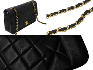 CHANEL シャネル ダイアナマトラッセ25 ショルダーバッグ 2番台 ラムスキン ブラック ゴールド金具 美品 中古 54125