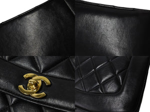 CHANEL シャネル ダイアナマトラッセ25 ショルダーバッグ 2番台 ラムスキン ブラック ゴールド金具 美品 中古 54125