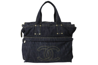 CHANEL シャネル トートバッグ ココマーク スパークリングデニム 10番台 2005年 ブルー デニム シルバー金具 美品 中古 54140