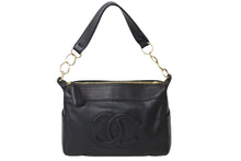 Load image into Gallery viewer, CHANEL シャネル ココマーク ワンショルダーバッグ 8番台 キャビアスキン GP ブラック ゴールド金具 美品 中古 54141