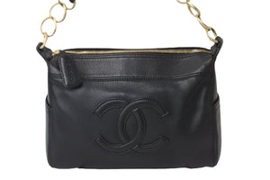 CHANEL シャネル ココマーク ワンショルダーバッグ 8番台 キャビアスキン GP ブラック ゴールド金具 美品 中古 54141