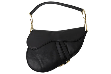 Christian Dior クリスチャンディオール ハンドバッグ サドルバック ブラック カーフ MU0040 ゴールド金具 良品 中古 54160