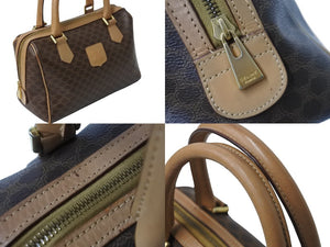 CELINE セリーヌ ミニボストンバッグ ハンドバッグ マカダム柄 M14 PVCコーティングキャンバス ブラウン 良品 中古 54165