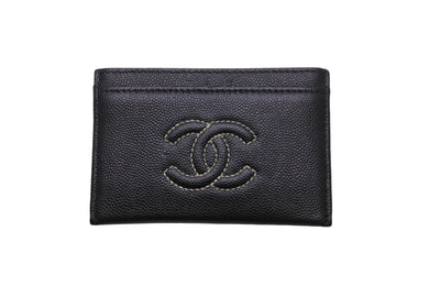 極美品 CHANEL シャネル ココマーク パスケース カードケース 23番台 キャビアスキン ブラック ホワイト 中古 54169