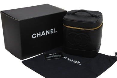CHANEL シャネル ココマーク バニティバッグ 縦型 ハンドバッグ 3番台 キャビアスキン ブラック ゴールド金具 美品 中古 54177