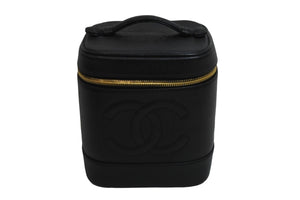 CHANEL シャネル ココマーク バニティバッグ 縦型 ハンドバッグ 3番台 キャビアスキン ブラック ゴールド金具 美品 中古 54177