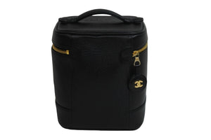 CHANEL シャネル ココマーク バニティバッグ 縦型 ハンドバッグ 3番台 キャビアスキン ブラック ゴールド金具 美品 中古 54177
