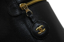 Load image into Gallery viewer, CHANEL シャネル ココマーク バニティバッグ 縦型 ハンドバッグ 3番台 キャビアスキン ブラック ゴールド金具 美品 中古 54177