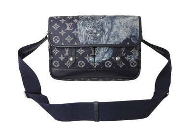 LOUIS VUITTON ルイヴィトン ショルダーバッグ サバンナPM チャップマンブラザーズ M54248 ネイビー シルバー金具 美品 中古 54179