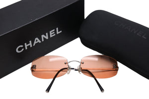 CHANEL シャネル サングラス メガネ ココマーク 4002 オレンジ シルバー ブラック サイズ54□19 美品 中古 54189