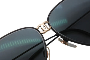 CHANEL シャネル サングラス メガネ アイウェア ティアドロップ ココマーク ブラック ゴールド 02463 90405 美品 中古 54190