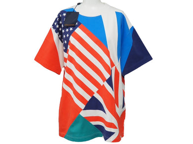 LOUIS VUITTON ルイヴィトン 半袖Ｔシャツ 19AW 総柄 国旗 マルチカラー コットン サイズS RM192 NPG HHY81W 美品 中古 54204