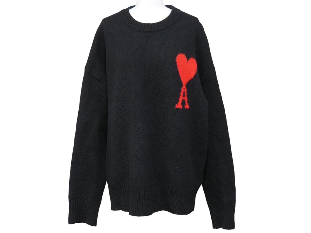 ami alexandre mattiussi アミアレクサンドレマチウシ ニット・セーター クルーネックセーター ブラック サイズM 美品 中古 54207 