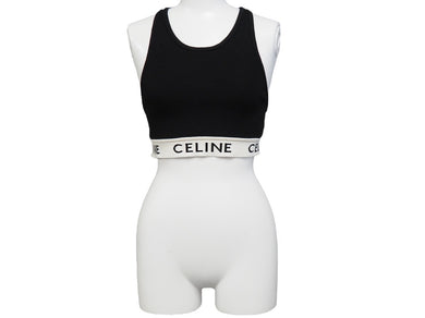 CELINE セリーヌ タンクトップ スポーツブラ アスレチックニット ブラック サイズS 2A68L372N コットン ナイロン 美品 中古 54211