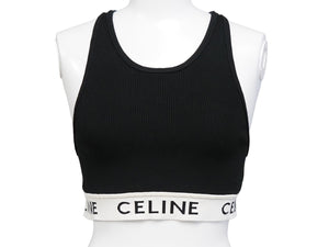 CELINE セリーヌ タンクトップ スポーツブラ アスレチックニット ブラック サイズS 2A68L372N コットン ナイロン 美品 中古 54211
