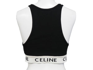 CELINE セリーヌ タンクトップ スポーツブラ アスレチックニット ブラック サイズS 2A68L372N コットン ナイロン 美品 中古 54211