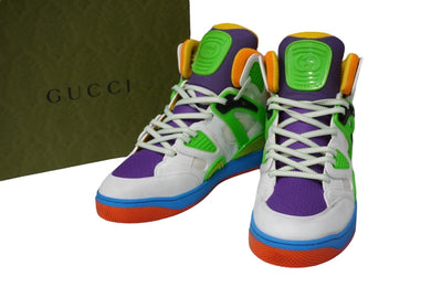 極美品 GUCCI グッチ バスケットボール ハイカット ヴィンテージ加工 661310 22SS ホワイト マルチカラー サイズ7 中古 54220 