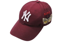 Load image into Gallery viewer, GUCCI グッチ NY YANKEES ニューヨークヤンキース キャップ 538565 ベースボールキャップバタフライ ワインレッド 良品 中古 54229