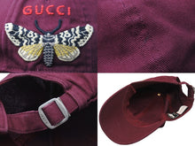Load image into Gallery viewer, GUCCI グッチ NY YANKEES ニューヨークヤンキース キャップ 538565 ベースボールキャップバタフライ ワインレッド 良品 中古 54229